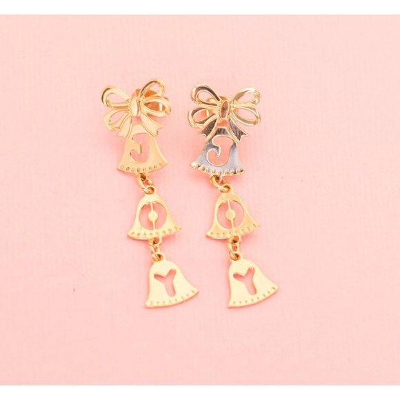 Vintage Gold Tone Christmas Bells Dangle Earrings | Avon H9 - Picture 2 of 3